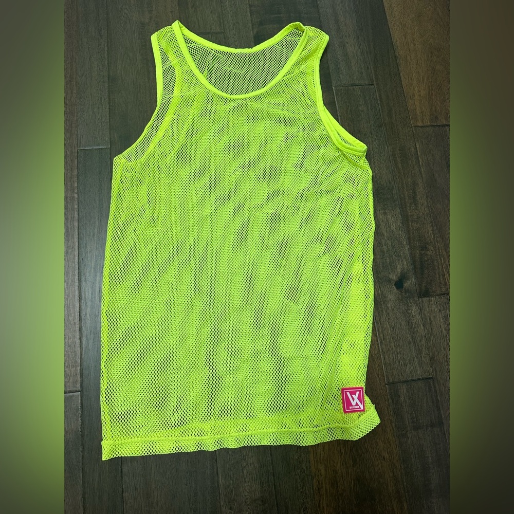 Vaux by Timoteo mesh tank top singlet neon yellow size small